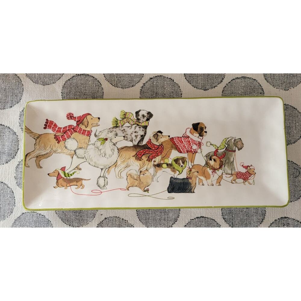 Park Avenue Puppies Christmas Rectangular Platter by Pier One